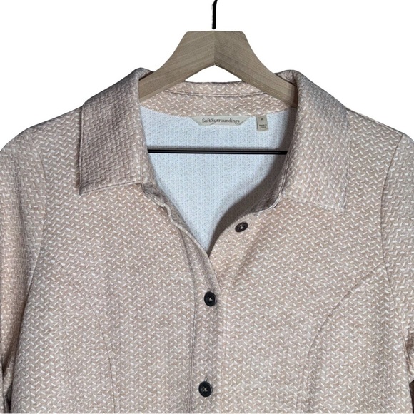 Soft Surroundings Peach/White Button Up Shacket Jacket Blouse - Size M - Picture 3 of 7